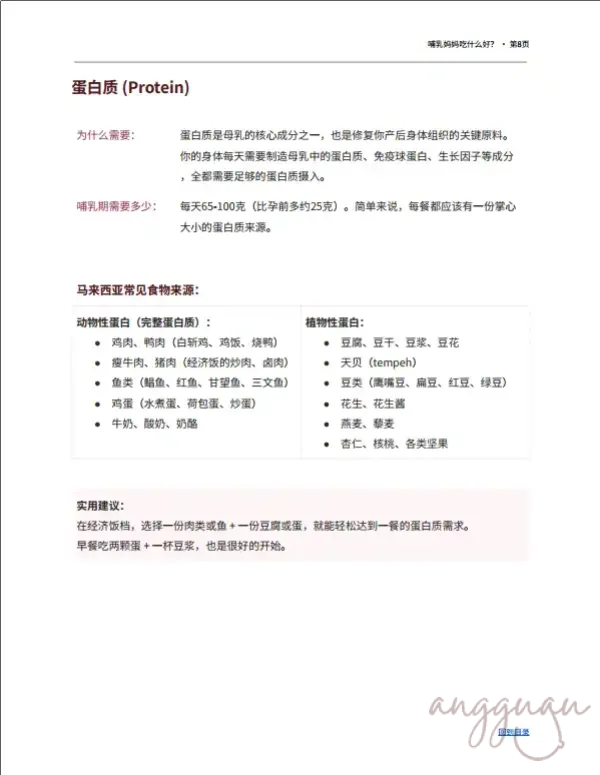 Pg08 - Protein 哺乳妈妈吃什么好?不靠保健品,也能确保营养充足